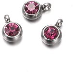 10Pcs 6mm Stainless Steel Birthstones Charms Pendants Rhinestone Crystal Beads Pendant for Necklace Bracelet Jewelry Making