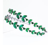 Stonefans Fashion Green Crystal Headband Leaf Hair Accessories for Women 2023 Bridal Tiara Rhinestone Headband Wedding Jewelry