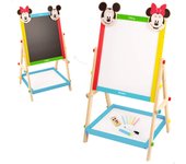 WOOMAX - Pizarra de madera Disney con doble cara para niños, diseño de Minnie y Mickey, mide 37,5x65 cm, incluye tizas, borrador y rotulador, ideal para dibujar y escribir, recomendada a partir de 4 años