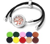 2023 New Leather Adjustable Buckle Lotus High Quality Stainless Steel Aromatherapy Bangle Bracelet Women Diffuser Locket Jewelry