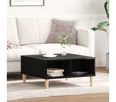 Mesa de Café vidaXL en Negro y Roble, 60x60x30 cm, de Madera de Ingeniería