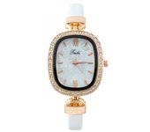 Reloj para mujer con forma ovalada, correa de cuero, movimiento de cuarzo, un reloj elegante y sencillo para la mujer