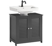 SoBuy Mueble para Debajo del Lavabo Armario de Baño de Suelo con 2 Estantes y 2 Puertas Gris Oscuro 60 x 35 x 58 cm FRG237-II-DG ES