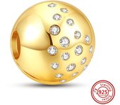 925 Sterling Silver Zirconia Sparkling Beads Gold Love Lock Charms Fit Original Pandora Bracelet Earring DIY Women Fine Jewelry
