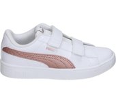 PUMA | Zapatilla Puma Courtflex V3 Infantiles – Deportiva en Color Blanco y Rosa – Sneaker con Cierre de Doble Velcro – Máxima Sujeción – Estilo Casual – Cómodas – Versátiles – Modelo 394253-04