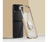 Transparent Plating Ring Case for Samsung Galaxy Z Flip 5 4 3 5G Cover Clear Hard PC Ring Buckle Shockproof Luxury  Phone Cases