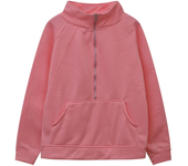 Women's Half Zipper Short Stand Up Collar Plush Monochromatic Sweat Shirt European and American Cross Border Autumn Winter