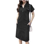 Summer Lapel Neck Short Sleeve Shirt Dress 2024 ZANZEA Women Fashion Denim Blue Sundress Casual Solid Work Vestido Robe Femme