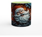 Taza Santa Claus de Cerámica Blanca con Diseño Encantador de Navidad - Regalo Original y Resistente para Bebidas Calientes - Apta para Microondas y Lavavajillas - 11 oz