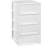 COM-FORT HOUSE  Cajonera Apilable de Plástico  Modelo Lineas  Color Blanco Cajones de Almacenamiento Modular