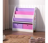 Estantería para niños Neda con decoración marina 74x71x23cm blanco/violeta/rosa [en.casa]