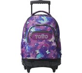 TOTTO Mochila Escolar con Ruedas Renglones – Estampado Star Butterfly Glitter | 26,21L | Porta PC 14” | Ruedas Reforzadas | Manija Telescópica | Eco RPET | Correas en S | Ergonomía y Estilo para el Día a Día