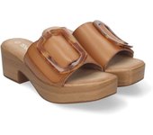 PuntoSalao Zuecos de tacón y plataforma para mujer hebilla nacarada beige XFH783