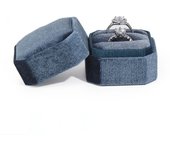 Octagonal Velvet Double Ring Box Wedding Ring Box With Detachable Lid Wedding Ring Display Box