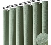 Cortina de Ducha de Tela para Puesto, Cortina de Ducha de Tela Gruesa ponderada con tejidotipo gofre de 48 pulgadas de ancho, con 8 Ganchos, 48x71, Sage Green