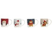 Pack de 4 Tazas Navideñas de Porcelana - Ideal para Café y Leche - Resistente a Microondas y Lavavajillas