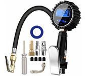 Medidor digital de presión de neumáticos, medidor digital de presión de neumáticos de alta precisión con pistola de inflado para coche, motocicleta, bicicleta, camión, 200 PSI con manguera de goma y enchufe de conexión rápida, Sunny