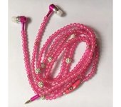 Pearl Necklace Wired Earphones 3.5mm AUX In-Ear Headset With MIC Music For Girls Brithday Gift Pink Rhinestone Jewelry Earbuds