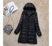 Plus Size White Duck Down Jacket Light-weight Down Jacket Women Inner Cloth Coat Ladies Long Winter Hat Hooded Femal
