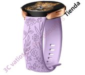 18mm 20mm 22mm Rose engrave Band for Samsung Galaxy Watch 7654 40mm 44mm Gear S3 Silicone Cute Strap Classic 43mm 45mm Active 2