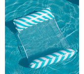Foldable Striped Inflatable Lounge Chair, Suitable For Swimming Pool Parties And Beach Leisure Floating Beds With Net Backrest