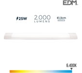 Regleta electronica LED 25w 61cm 6.400k luz fria 2200 lumens EDM