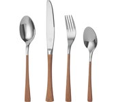 Mr.Spoon Juego 16 piezas Cubiertos, Acero inoxidable 18/0, Color Plateada, Mango marrón, Incluye cuchillo,tenedor,cuchara,cucharilla, Cubertería, Servicio para 4 Personas, Apto para lavavajillas. Ideas de regalo， Incluye bolsa de regalo.