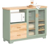 SoBuy FSB81-GR Aparador Cocina para microonda Buffet para Comedor Entrada Salón con 2 Puertas 2 cajones y 1 Compartimento Abierto Verde 120 x 40 x 90 cm ES