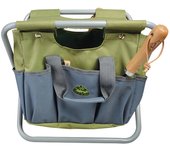 Esschert Design Silla Plegable con Bolsa para Herramientas de Jardín GT85 Color Gris,  Verde, y mas