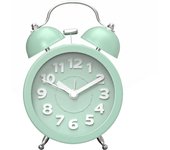 Despertador Ruidoso para personas que degren profundamente, con Luz Despertador, despertador Silencioso para Mesita de noche sin Tictac, funciona con Pilas, Reloj retro de 3 pulgadas, color verde