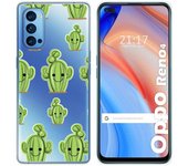 Tumundosmartphone Funda Gel Transparente para Oppo Reno 4 5G diseño Cactus Dibujos