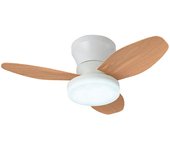 TAUROS Ventilador de techo blanco/haya, 3 aspas, 48W LED 3000|4000|6000K Al.18xP.70cm