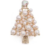 Verde Navidad árbol Broche Mujeres Rhinestone (oro, 1PC)