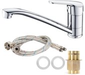 Grifo de Cocina Giratorio de 360 ​​​​° Grifo de Cocina Agua Fría y Caliente Grifo Mezclador para Fregadero de Cocina con Giratorio para Cocina Ahorro de Agua Silencioso, Plata
