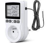 Controlador de temperatura digital Socket Termostato de refrigeración de calefacción 230V con sensor Socket y sonda Pantalla LCD para invernadero, acuario, terrario, Rep