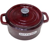 MAXWORK Cocotte Olla Esmaltada de Hierro Fundido Φ24, Esmalte Interior de Alta Calidad, Antiadherente, Fácil de Limpiar, Blanco