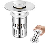 Colador de drenaje para fregadero de baño, filtro de drenaje de piso de acero inoxidable actualizado 2025, filtro de drenaje de lavabo con núcleo de rebote emergente, tapón de drenaje para fregadero de cocina, tapón de colador de drenaje (1)