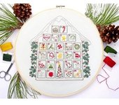 Kit de bordado de cuenta regresiva navideña, calendario de adviento de punto de cruz DIY, con hilo y aro, perfecto para la decoración del hogar durante las vacaciones, adecuado para principiantes y amantes de las manualidades