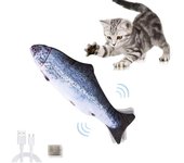 Juguete de hierba gatera para gato con forma de pez eléctrico, pez de peluche de imitación, juguete interactivo para gatos que mastica y patea