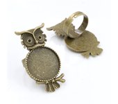 20mm 5pcs Antique Silver Plated Bronze Brass Adjustable Ring Settings Blank/Base,Fit 20mm Glass Cabochons,Buttons Ring Bezels