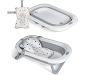 MS Flex + Cojín Reductor - Bañera Plegable para Bebé con Patas y Cojín Reductor Adaptable - Bañera para Bebé Fácil de Guardar - Portátil para Casa o para Llevar de Viaje