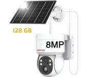 4K 8MP Smart Solar Power PTZ IP WiFi Camera Outdoor IP66 Waterproof 8000mAh Built-in Battery Surveillance Cam Human Detection