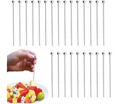 25 Piezas Palillos de Cóctel de Acero Inoxidable, Martini Pinchos Brochetas de Bebidas de Metal Reutilizables Palillos de Cóctel Juego de Palillos de Bebidas de Oliva para Fiestas Eventos
