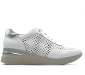 PITILLOS 10431 Zapato casual de piel, deportiva calada con cuña, cordón elástico, suela de goma, para señora