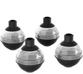 Cubiteras para hielo grande de silicona para whisky - Set de 4 con tapa de embudo 2 en 1 - Moldes de cubitos de hielo redondos de 6cm para cócteles de bourbon - Liberación fácil - Large ice cube tray