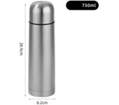 HOGARISIMO Termo de café para llevar- Botella térmica de acero inoxidable con doble pared. Termo para bebidas calientes o frias con tapón de seguridad con taza.Bote térmica acero inoxidable con Tapa de botón y vaso color Plata 350ML 500M,750ML,1000ML.