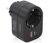 Enchufe Aisens ASPS-1A1C07-BK/ 1 Toma de Corriente/ 1 USB Tipo-C PD/ 1 USB/ Negro