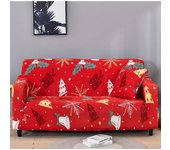 Funda de sofá elástica de 2 plazas, poliéster elástico y elastano, fundas de sofá navideñas, funda de sofá universal ajustable (140-180 cm)
