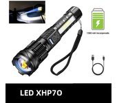 Powerful XHP50 LED Flashlight Waterproof 18650 Torch With Side Light 7 Modes Camping Fishing Lantern USB Rechargeable Zoom Lamp