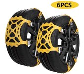 Cadenas de nieve, cadenas de nieve para automóvil, 6 piezas, cadenas de seguridad antideslizantes para neumáticos de automóvil, camión y todoterreno, se adaptan a neumáticos de 165 a 285 mm de ancho (6,5 a 11,23 pulgadas)